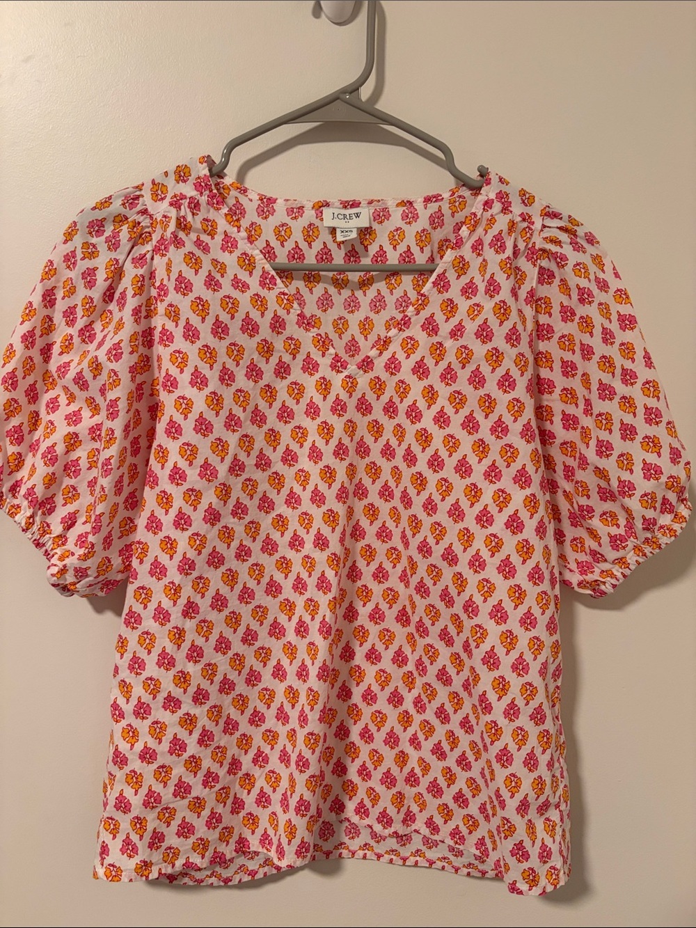 J Crew 100% Cotton Abstract Floral Blouse